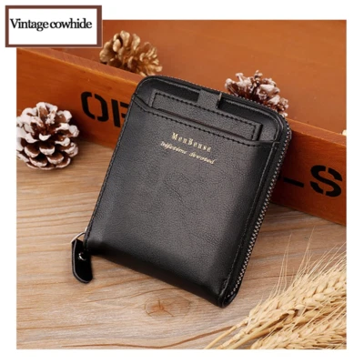 Mens Leather Wallet Money Cash Clip Credit Card Holder Short Purse RFID Blocking - Image 1 of 4