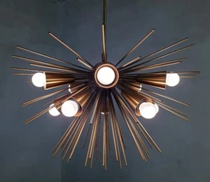 Lustrant Laiton Demi Mer Oursin Lustre 10 Bras Royal Look Spoutnik Lustre - Photo 1 sur 7