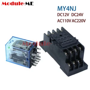 MY4NJ DC12V DC24V AC110V AC220V Miniature Relay 4DPDT 14Pins 5A + PYF14A Base - Bild 1 von 22