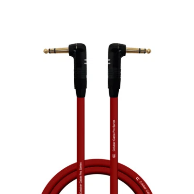 Right Angle 1/4" TRS Balanced Cable - Custom Length, Color Stereo Connector Cord - Image 1 of 4