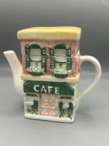 Vintage Main Street Store Front Ceramic Cafe Teapot by MSRF, Inc 7" Tall - Picture 1 of 7