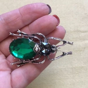Broche de cristal grande escarabajo mujer moda vintage aleación de insectos pasador insectos joyería - Imagen 1 de 2
