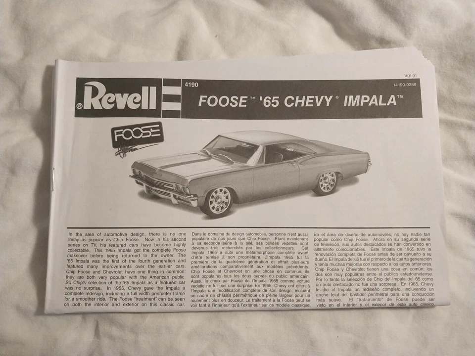 Revell 1965 Chevy Impala Instructions Only 1/25 Scale - Image 1 of 1