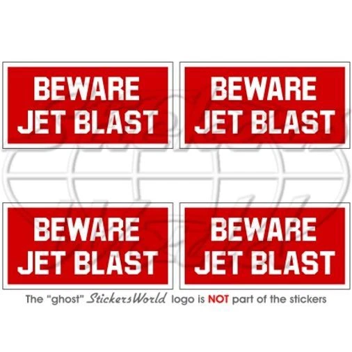 BEWARE JET BLAST Flugzeug Hubschrauber USAF RAF NATO 50mm Aufkleber x4 Stickers - Bild 1 von 1