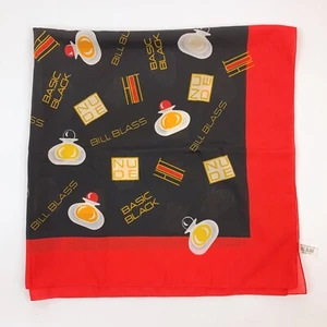 Bill Blass Basic Black Nude Hot Red Scarf 34" x 34" - Picture 1 of 7