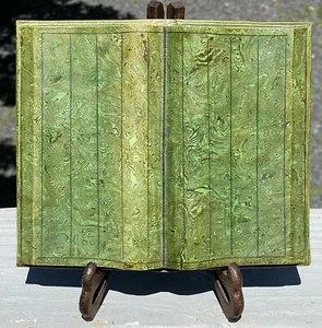 RARE Antique Chinese Henan Green Marble Swirl Clay Figural Book Song- Jin - Picture 1 of 13