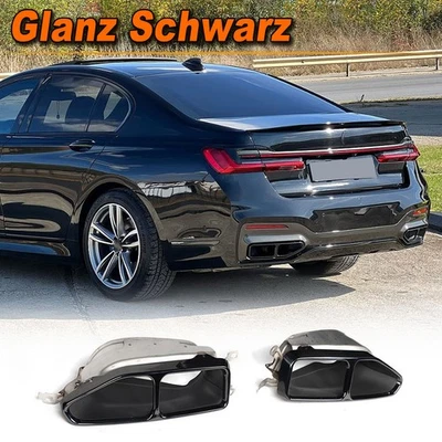 Für BMW G11 G12 740i 750i M760 Glanz Schwarz Endrohre Auspuffblende Auspuff Tips - Bild 1 von 4