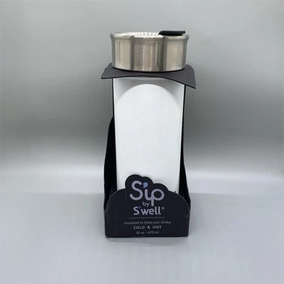 Taza de viaje Sip by S’well 16 oz plana blanca aislada de acero inoxidable nueva en caja Foto 1 de 4