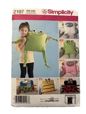 Simplicity Sewing Craft Pattern 2197 Square Fleece Animal Nap Pillows 6 Styles - Image 1 of 2