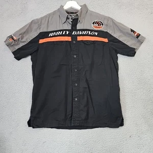 HARLEY DAVIDSON Motorcycle Button Up Mechanic Biker Racing Performance Shirt M - Picture 1 of 9