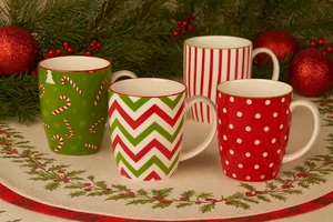 Certified International Holiday Fun Porcelain Mugs Set of 5 Christmas 14oz (2-3) - Picture 1 of 2