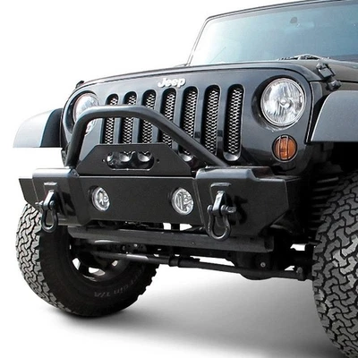 For Jeep Wrangler JK 18 Bumper Recovery Stubby Textured Black Front Winch HD Foto 1 de 3