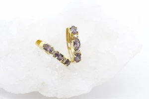 Schöne Massive Ohrringe Ohrschmuck 585 / 14k Gelbgold mit Amethyst & Diamanten - Picture 1 of 5
