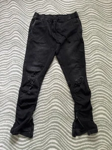 H&M Divided Men's 36 Black Denim Jogger Pants Ankle Zippers & Drawstring Waist - Picture 1 of 11