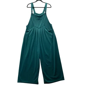 Halara Wide Leg Loose Fit Overall Jumpsuit Womens XL Petite Green Casual Lounge - Picture 1 of 14