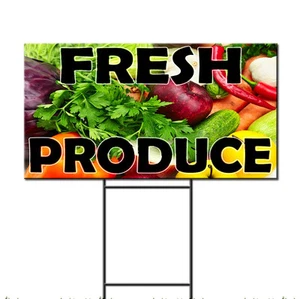 Letrero de patio de plástico corrugado de productos frescos/estacas GRATIS - Imagen 1 de 2