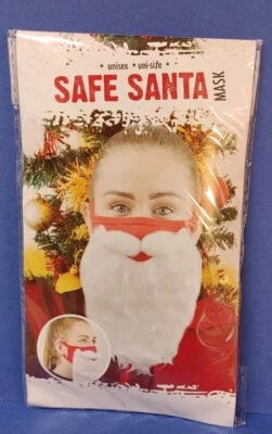 Safe Santa Mask Unisex Santa Beard Funny Christmas Party Mask Red White One Size - Image 1 of 4