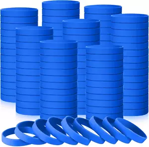 50 Pcs Plain Silicone Rubber Bracelets Elastic Rubber Wristbands Blank Colored B - Picture 1 of 6