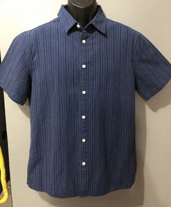 Goodfellow & Co Herren Struktur Streifen Kurzarm Button Down Northrop Blau (M) - Bild 1 von 12