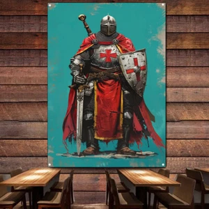 Carteles e impresiones de caballeros templarios bandera cruzado arte de pared lienzo pintura 1 - Imagen 1 de 5