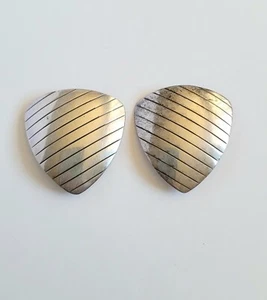 Vintage Sterling Silver Modernist Geometric Triangle Clip On Earrings Signed W/3 - Picture 1 of 7