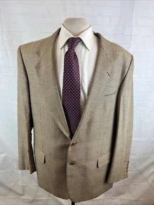 Valentino Men's Brown Beige Plaid Houndstooth Wool Blazer 44R $3,195 - Image 1 of 4