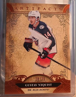 2020-21 UD Artifacts AUTUMN / COPPER VARIANT GUSTAV NYQUIST! 28/75! BLUE JACKETS - Image 1 of 2