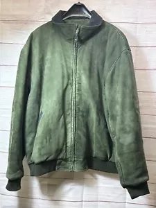 Chaqueta Bomber LL Bean Piel de Cordero Verde Años 90 De Colección Para Hombre Talla XL Alta Hecha en EE. UU. - Imagen 1 de 20