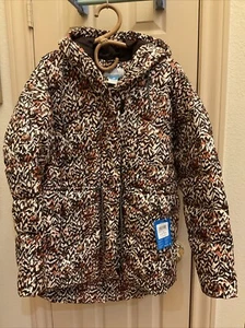 Columbia Women's Size L Brown Terrain Print Icy Heights Down Novelty Coat Jacket - Picture 1 of 9