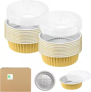 10" Sturdy Aluminum Foil Pans with Lids (20 Packs), 2X Thicker Heavy Duty Reusab - Picture 1 of 8