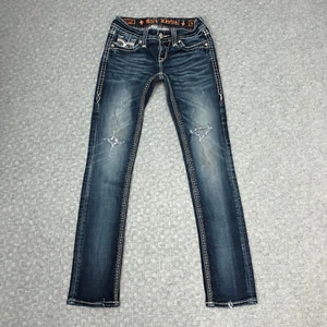 Jeans Rock Revival donna 26 Madison dritto lavaggio scuro denim capsula distrutta - Foto 1 di 17