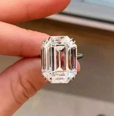 Anillo de plata de ley 925 diamante blanco corte esmeralda natural certificado 5ct VS1 Foto 1 de 4