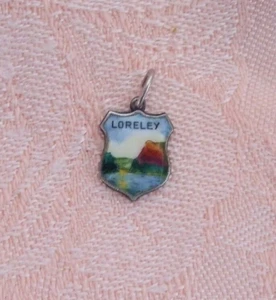 Dije vintage LORELEY ROCK ALEMANIA ~ LORELEI ~ 835 esmalte plata SHEILD - Imagen 1 de 2