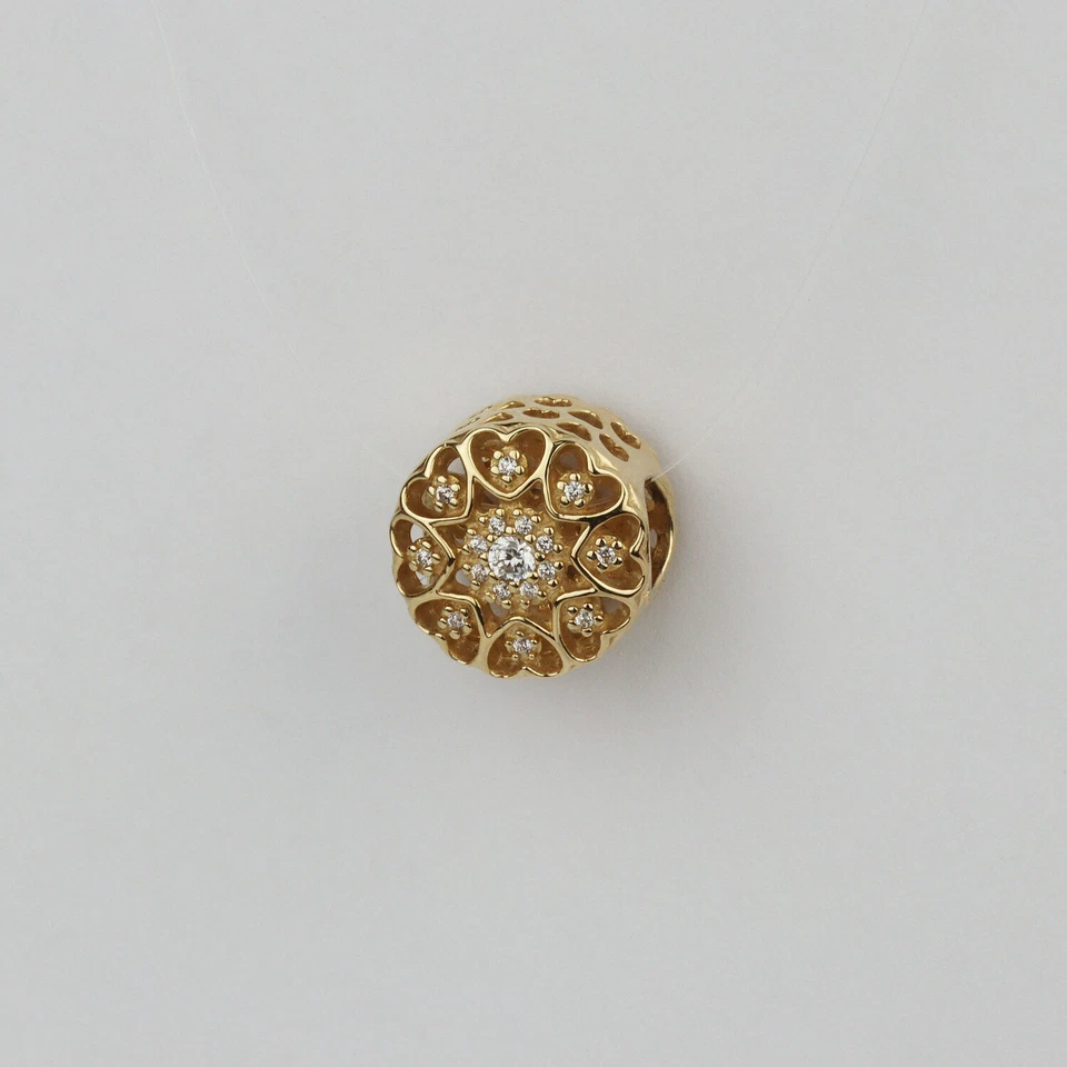 Pandora 14k Yellow Gold Women's "Hearts of Gold" Bracelet Spacer Charm 750841 - Image 1 of 2