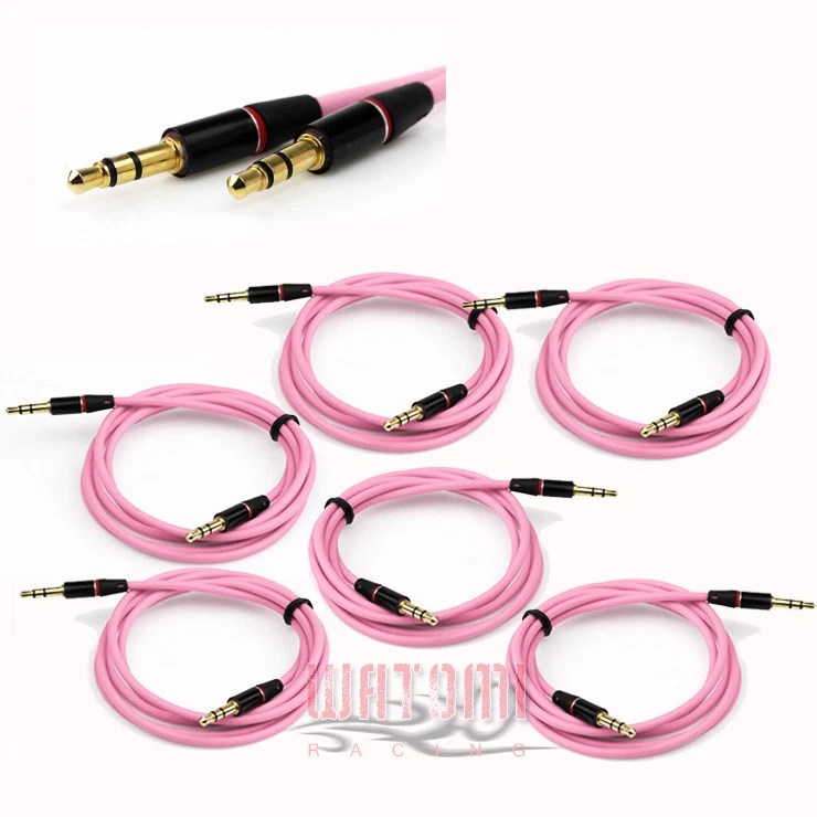 6X 3.5MM AUX MALE AUDIO EXTENSION CABLE CORD PINK FOR GALAXY S4 S3 NOTE 3 NEXUS - Image 1 of 1