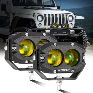 AUXBEAM Amber 4" LED Work Light Bar Spot Pods Fog Offroad Lamp For Jeep Truck - Picture 1 of 12