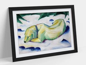 FRANZ MARC, DOG LYING IN THE SNOW -FRAMED WALL ART POSTER PAPER PRINT 4 SIZES - Picture 1 of 10
