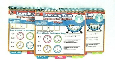 Smart Dudes "Learning Time" Dry Erase Book-Learn To Tell Time 3 Books New - Image 1 of 3