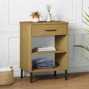 Console Cabinet Buffet Storage with Metal Legs Solid Wood Pine OSLO vidaXL - Picture 1 of 27