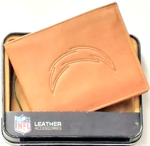 Los Angeles Chargers Leather Embossed Bi-Fold Tan Wallet New Rico - Picture 1 of 5