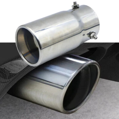 70mm Car Exhaust Muffler Tip Round Stainless Steel Chrome Tail Muffler Exhaust  - Image 1 of 4