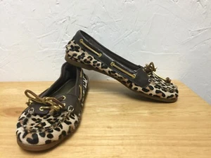 Sperry Top Sider Women's Shoes Leopard Print Furry & Leather Size 6M Cute! EUC - Picture 1 of 7