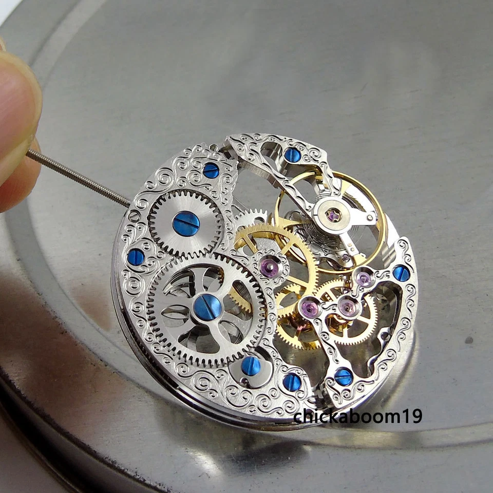 17 Jewels silver Asian Full Skeleton fit men's watch 6497 Hand-Winding Movement - Image 1 of 3