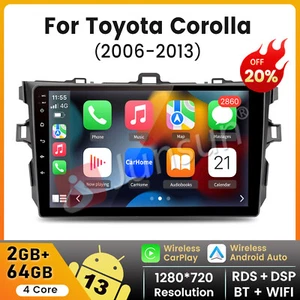 2G+64G Android 13 Carplay Car Stereo Radio For Toyota Corolla 2006-2013 GPS Navi - Picture 1 of 18