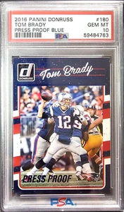 2016 Panini Donruss PREES PASS Blue #180 Tom Brady Gem Mint PSA 10 POP 5 🔥3274 - Picture 1 of 2