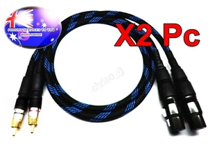From OZ Quality 2 PAIRS 75CM XLR 3Pin Female To RCA Male Mono Cable Blue Blk Brd - Bild 1 von 5