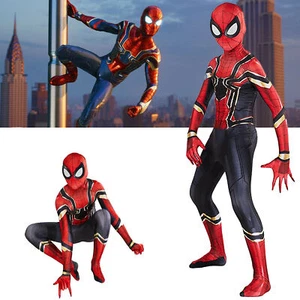 Avengers Iron Spiderman Cosplay Costume Adult Man Boy Party Fancy Dress Jumpsuit - Picture 1 of 22