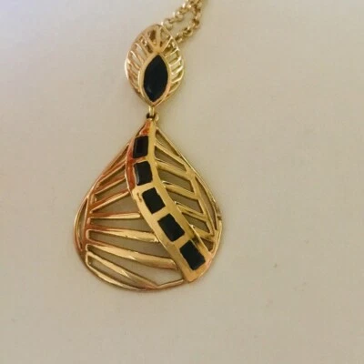 MELINDA MARIA GOLD BLACK CRYSTAL PENDANT NECKLACE NWT - Image 1 of 4