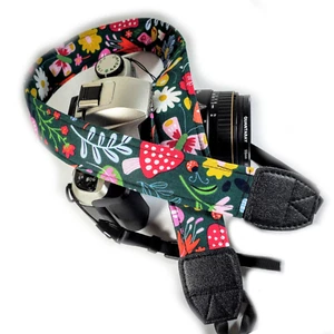 Funky Floral Camera Strap-Mushroom Camera Strap-Double Padded Comfortable Camera - Picture 1 of 8