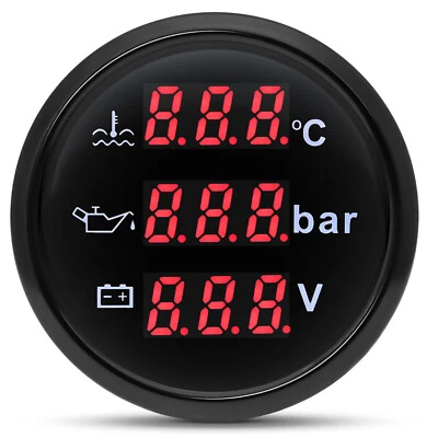 52mm 3 in 1 Waterproof Digital Water Temperature Oil Pressure Gauge Voltmeter - Image 1 of 4